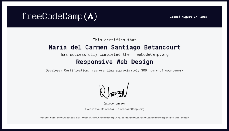 responsive freeCodeCamp certificate